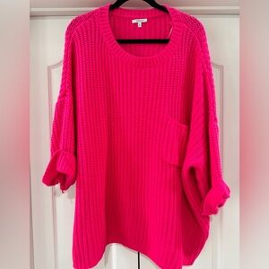 Hot Pink Oversized Knit Sweater
